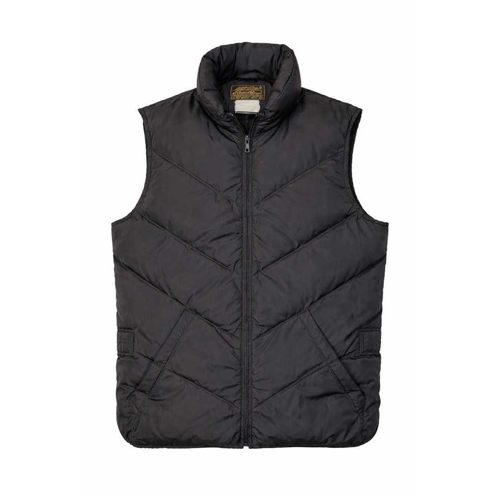 Vintage Eddie Bauer Goose Down Puffer Vest Black Chevron‎ Quilt Womens Medium